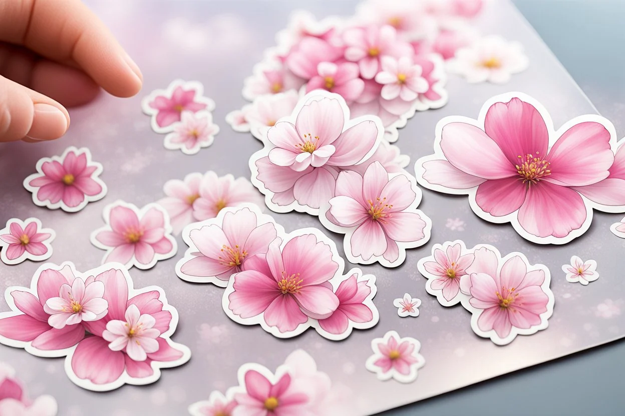 fantastic light cherry blossoms each as individualized stickers, sticker sheet