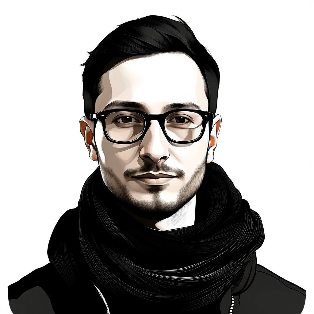 Avatar of a man wearing a black scarf and aviator glasses