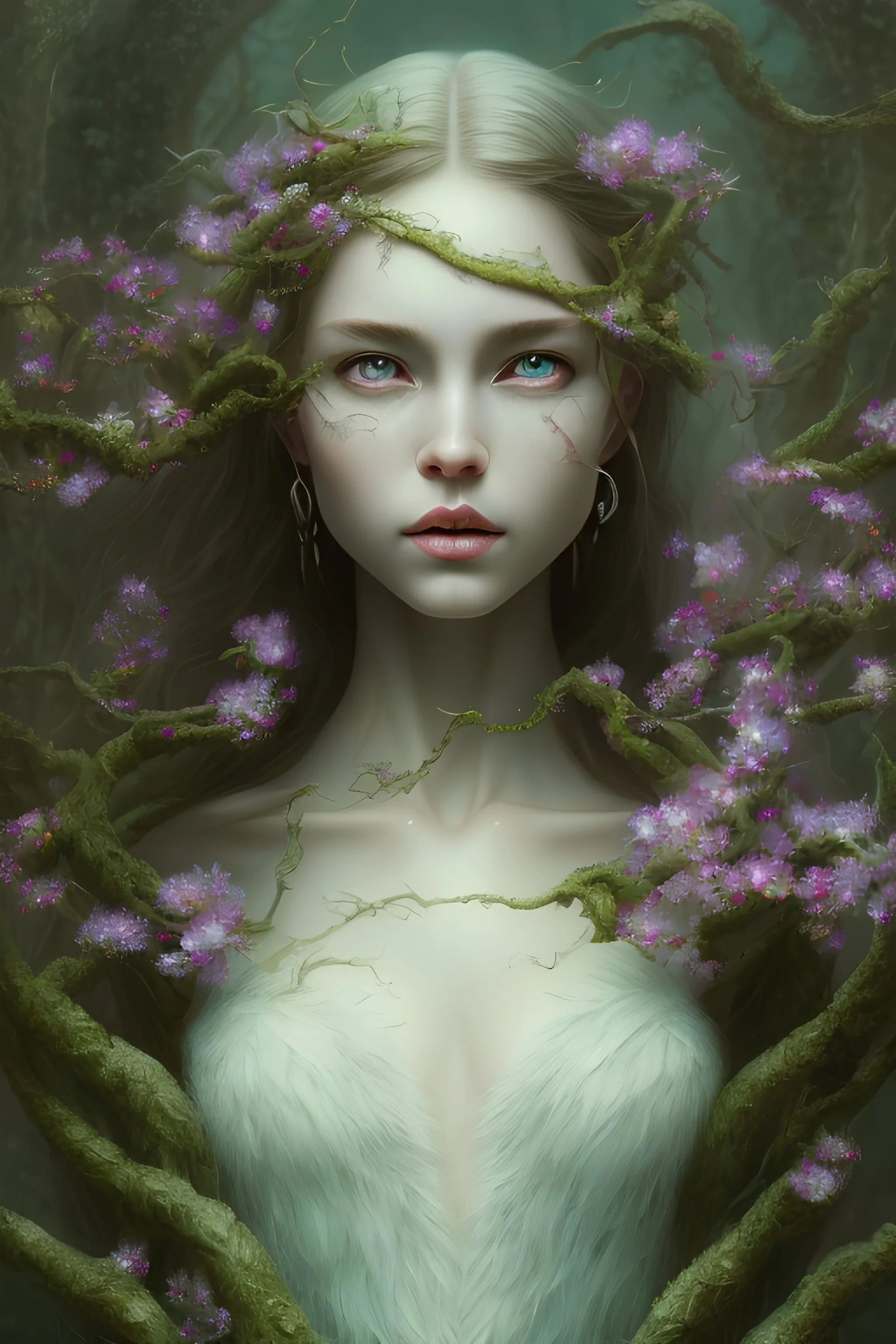 fae, sidhe, ominous, nature, orchids, dnd character portrait, intricate, oil on canvas, insanely detailed, 16k resolution, retroanime style, perfect eyes, round pupil, cinematic smooth, intricate detail , soft smooth lighting, soft pastel colors, painted Renaissance style