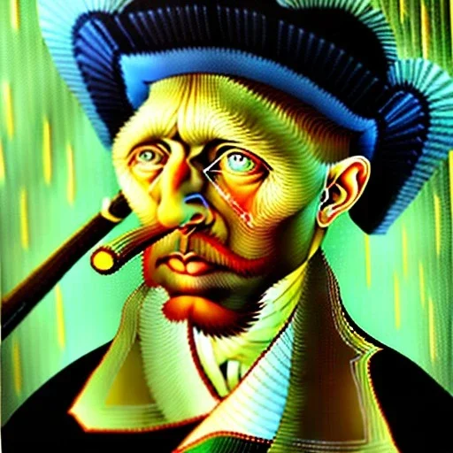 oil portrait of an old men with hat smoking a pipe by Van Gogh 8k