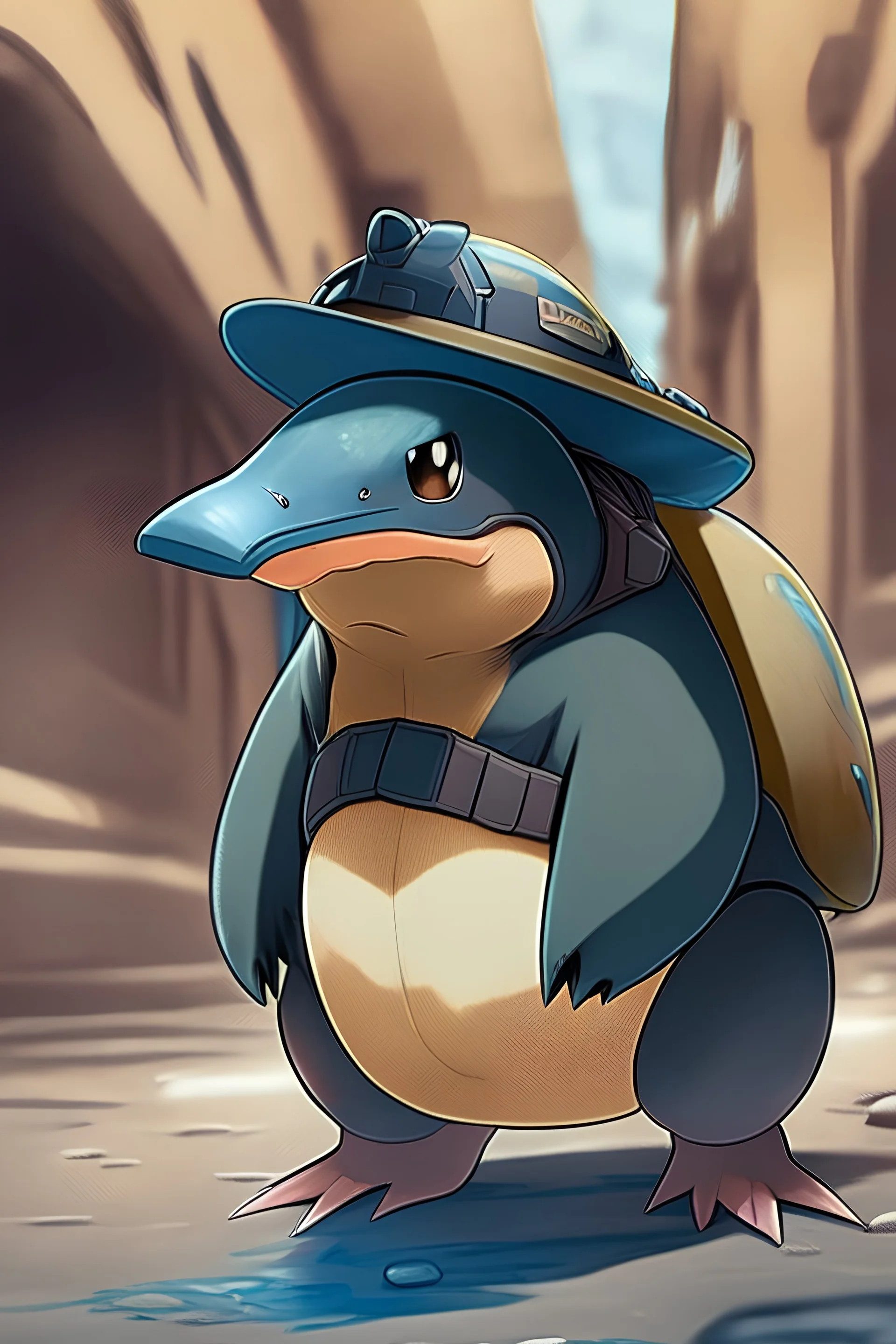 Posion, ground type platypus pokemon on mission, agent cap