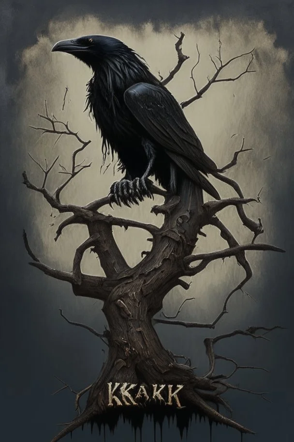 The symbol for Kharzak is a black raven perched on a gnarled branch of a dead tree