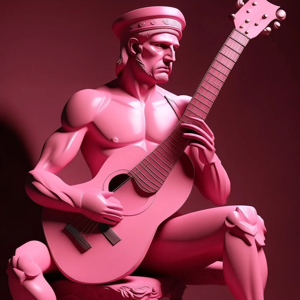 Neoclassicism pink Man with guitar realistic