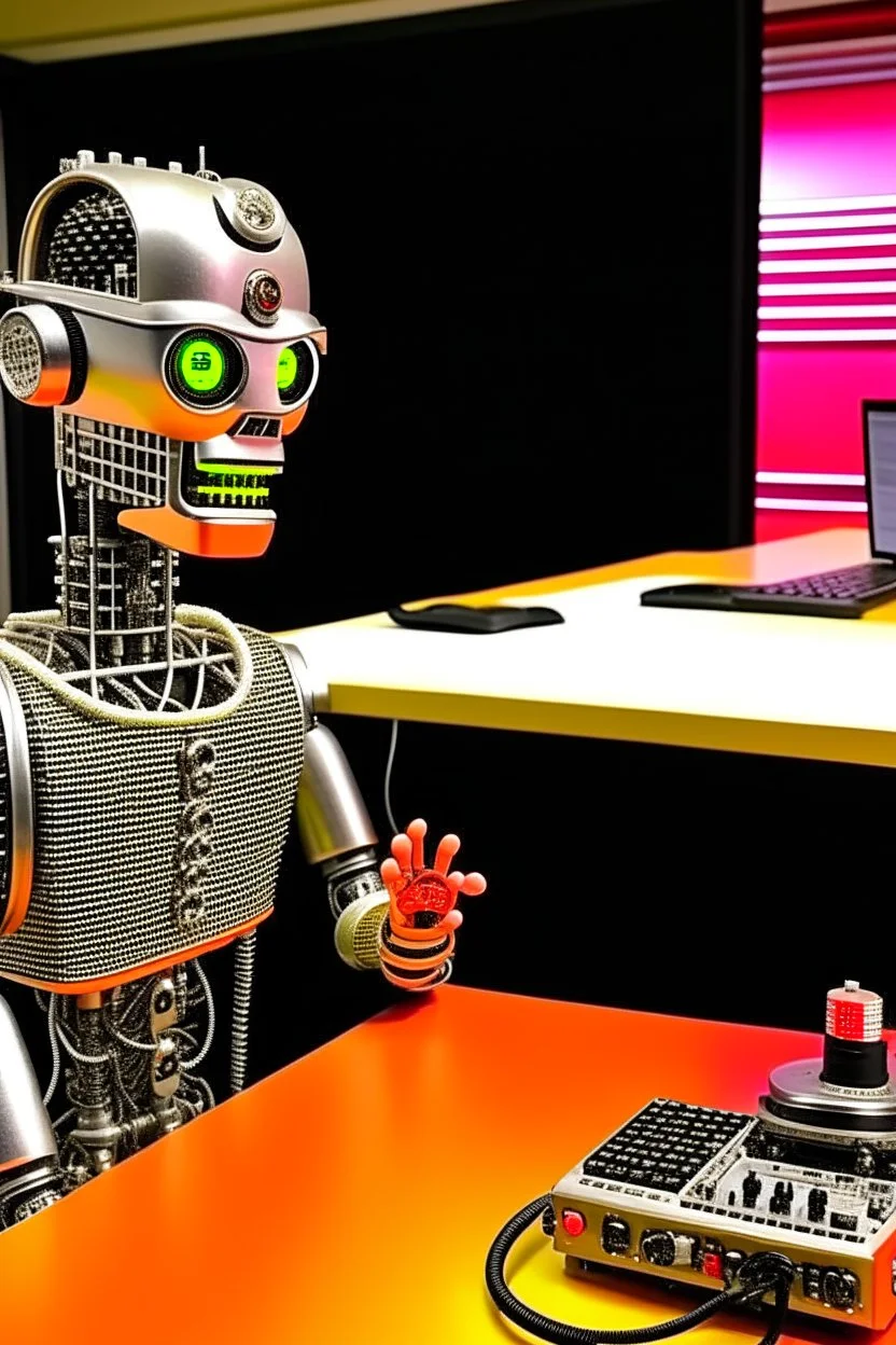 A Terminator-style robot is interviewing for a job as a radio host for a show about the haddock.