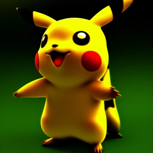 portrait cool pikachu, cinema 4d, 8k, forest background