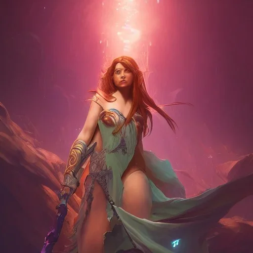 Defender of the light, a masterpiece, 8k resolution, fantasy concept art, Anna Dittmann, dynamic lighting, hyperdetailed, Splash screen art, trending on Artstation, deep color, Unreal Engine, volumetric lighting, Alphonse Mucha, Jordan Grimmer, purple and aqua complementary colours