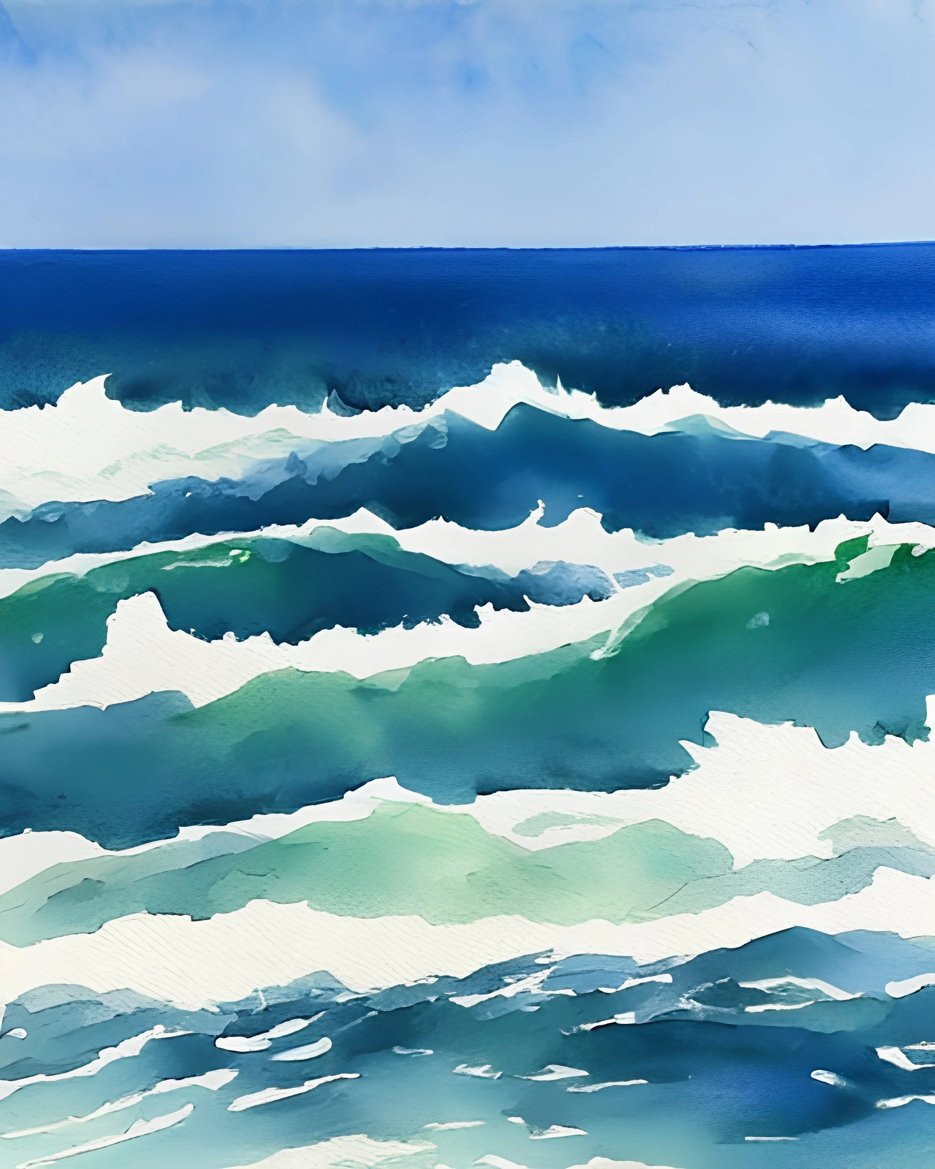 A sea the style of a watercolor drawing oil paint