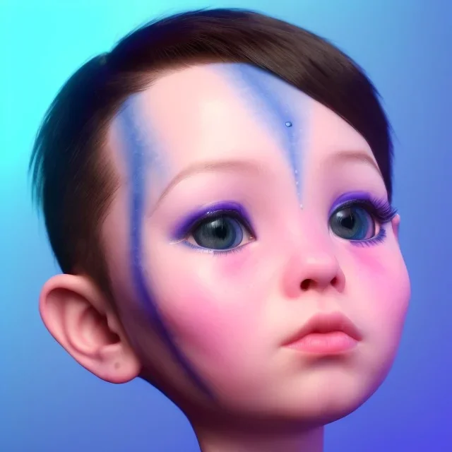 Wearing make up avatar in pandora toddler, full body, Pandora background