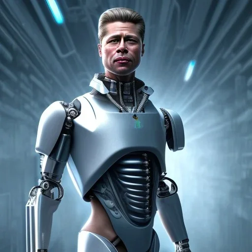 Brad pitt cyberpunk, full body, robocop, Egypt background