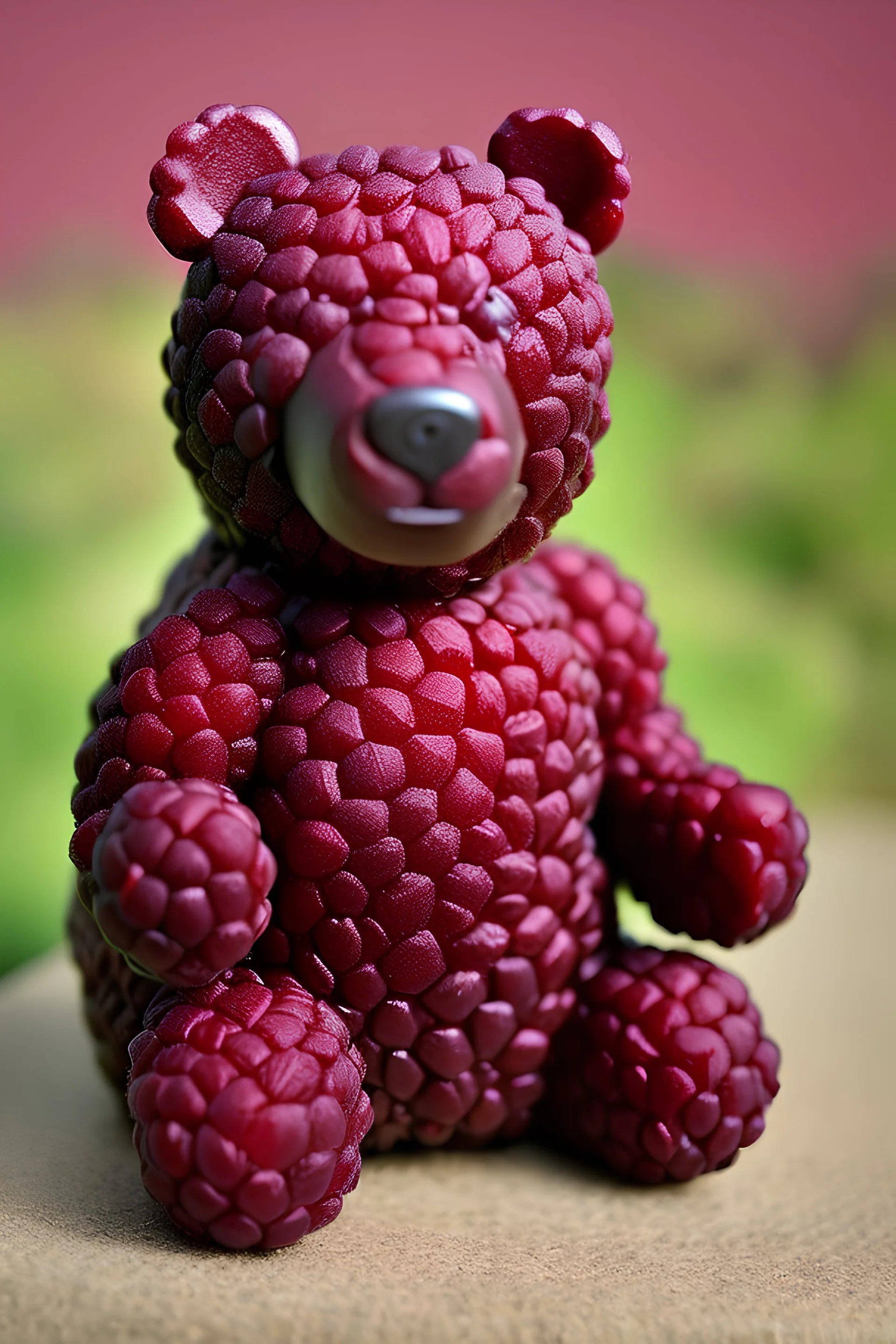 bear made of raspberries