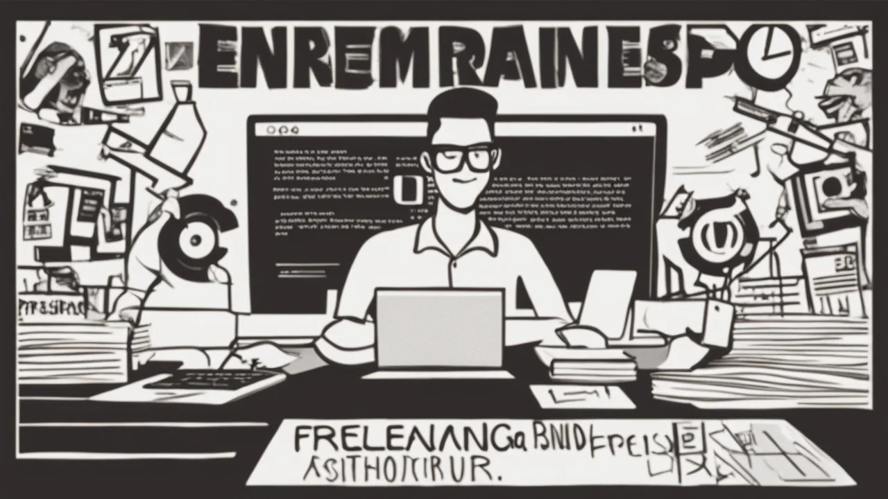 الصورة تظهر عنوان الفيديو وهو "العمل الحر والريادة: كيف تبني علامتك التجارية الشخصية وتنجح في العالم الرقمي؟" وهو مكتوب بخط أبيض كبير على خلفية سوداء. يتميز العنوان بتنسيق أنيق وبارز. أسفل العنوان، تظهر صورة لشخص يعمل على جهاز كمبيوتر محمول، حيث يبدو وكأنه يقوم بإنجاز مهمة مهنية. يظهر الشخص بمظهر احترافي، وهو يعبّر عن التفاني والاجتهاد في العمل. يشير هذا الجزء من الصورة إلى مفهوم العمل الحر والريادة. في الزاوية السفلى اليمنى من الصورة، يظهر شعار قناة الفيديو أو علامة الشخصية للمحتوى، إذا كانت