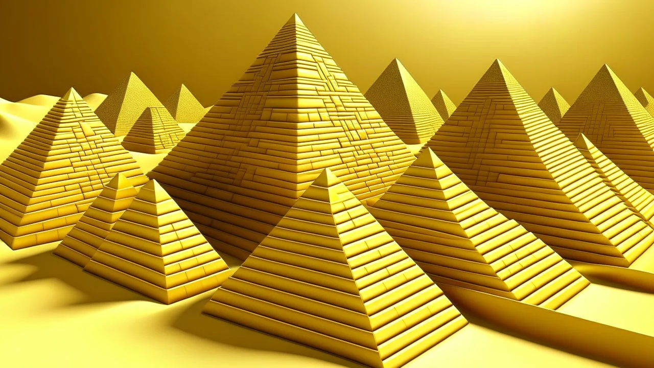 Light yellow pyramids designed in ancient Egyptian hieroglyphics