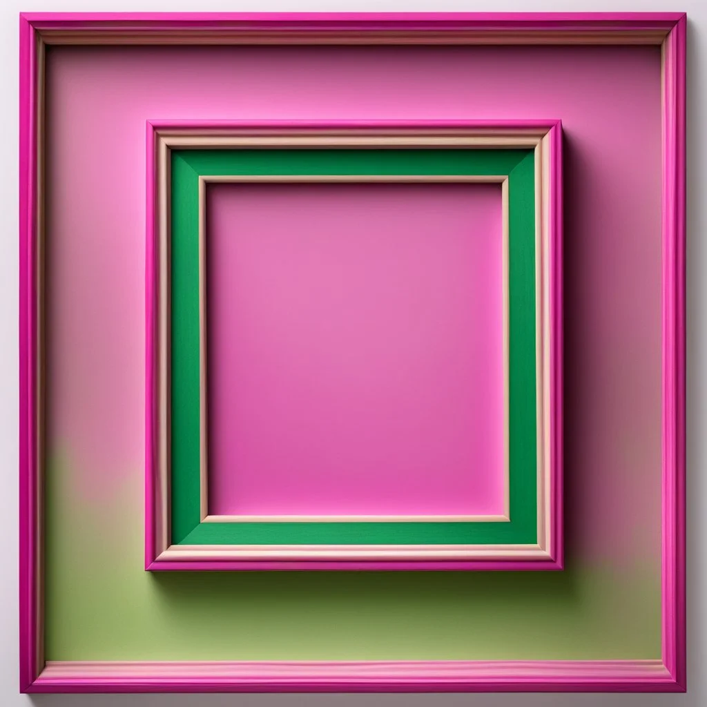 Square picture frame in magenta with green on light background