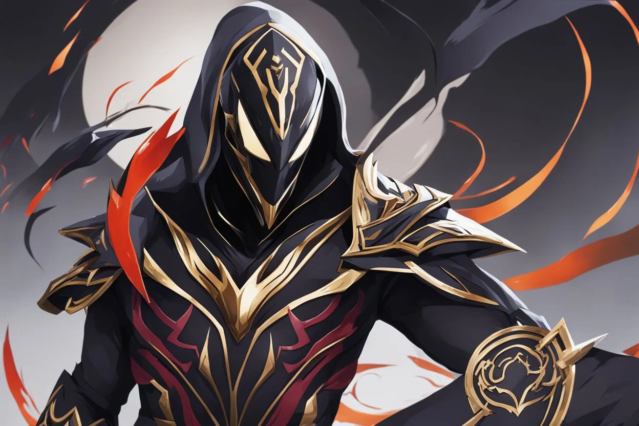 Jhin venom in 8k solo leveling shadow artstyle, jhin mask, wapen, close picture, intricate details, highly detailed, high details, detailed portrait, masterpiece,ultra detailed, ultra quality