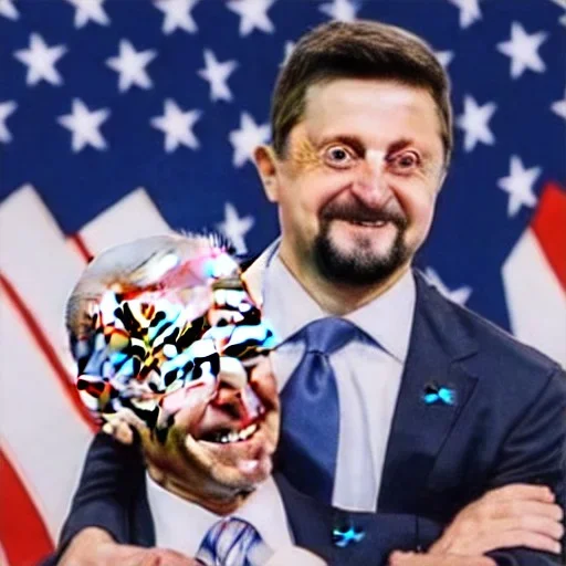 Volodymyr Zelensky WITH A BEARD wearing TANKTOP KISSING JOE BIDEN