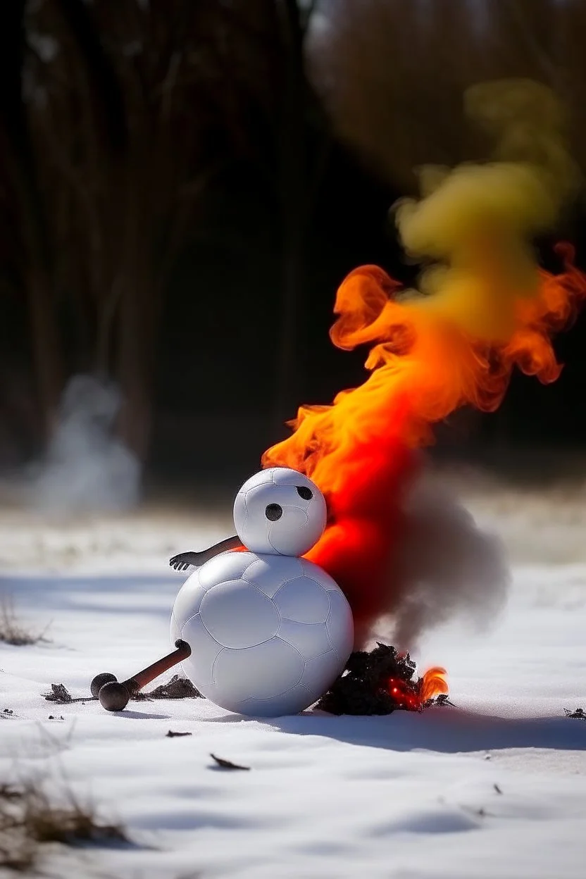 Snowman,fire smoke and play fotball