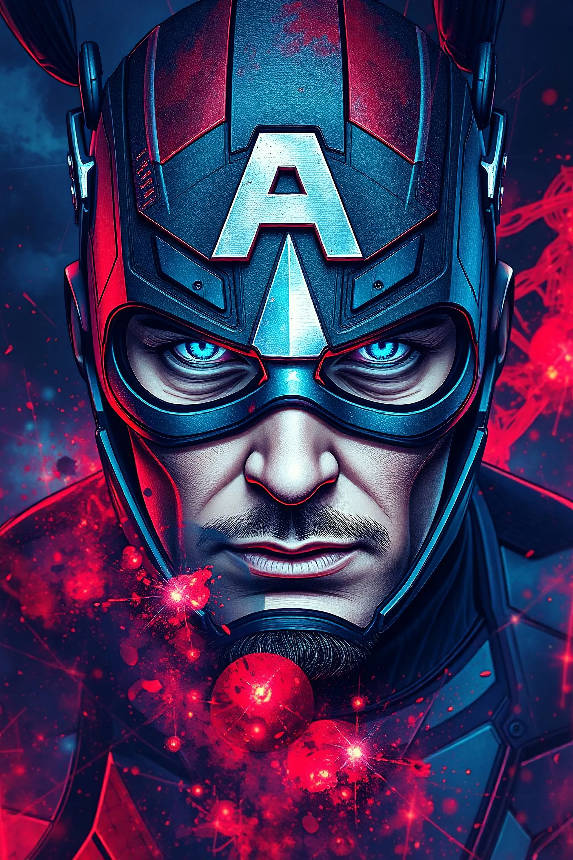 Captain America, centered| key visual| intricate| highly detailed| breathtaking beauty| precise lineart| vibrant| comprehensive cinematic| Carne Griffiths| Conrad Roset, best quality, Trending on artstation, Trending on MidJourney, Award Winning, Timeless art work, Masterpiece, Genius, Worldclass, Extra ordinary, Aesthetic, Beautiful, Stunning, Brilliant, cinematic, Dynamic, Cinematic lighting, inspirational, 4K resolution, 8K resolution, Artstation HD, Artstation HQ, Vivid, Vibrant,
