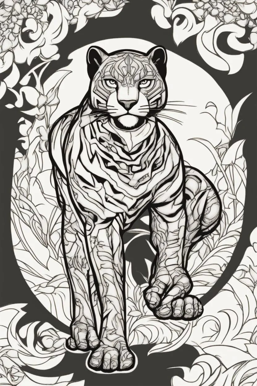 out line art of BLACK PANTHERsuper HIRO colouring pages with white background ,skech style ,full body. only use outline,mandala style,clean line art,white background,no shadow and clear and well outlined