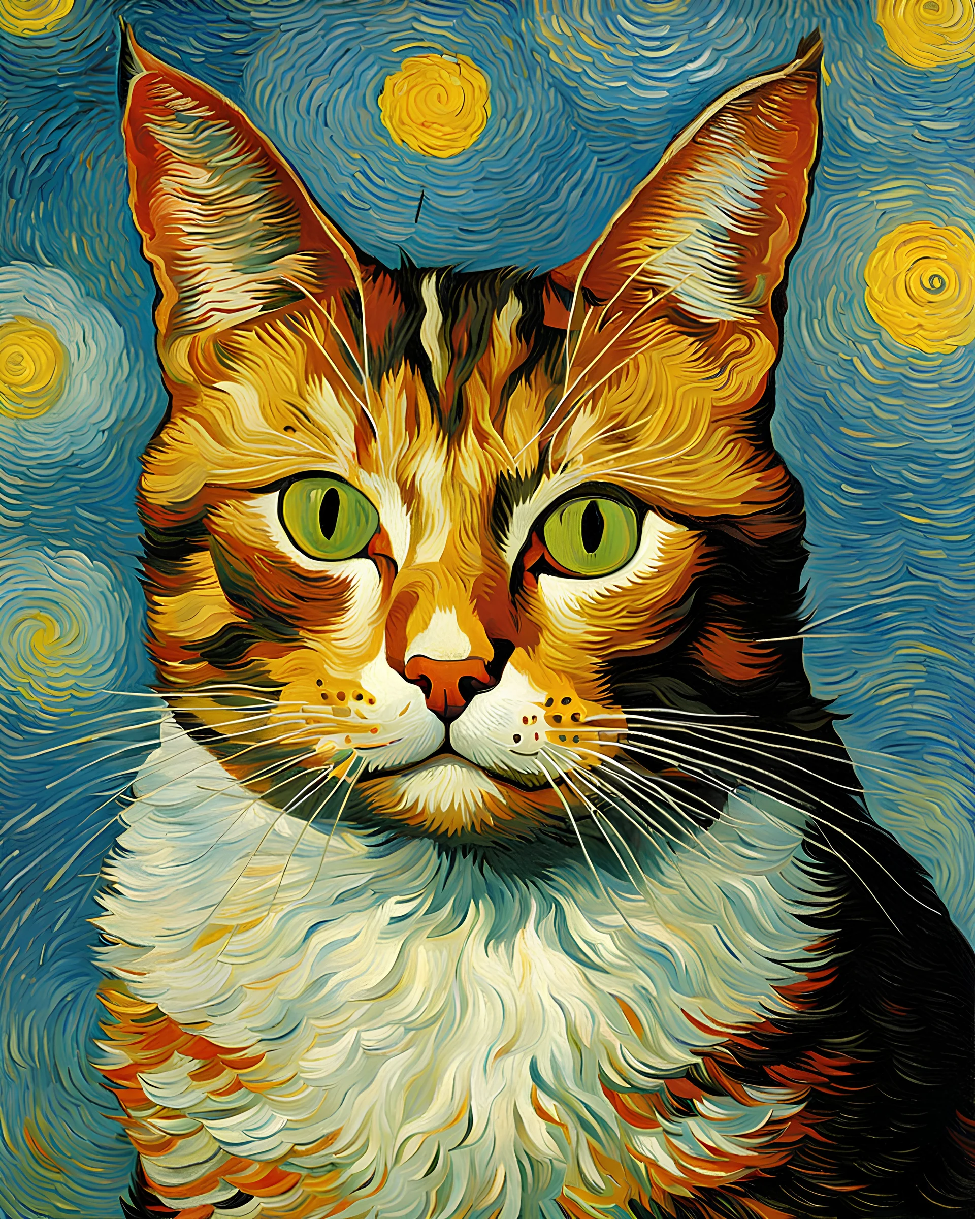 Portrait of a cat by Van Gogh