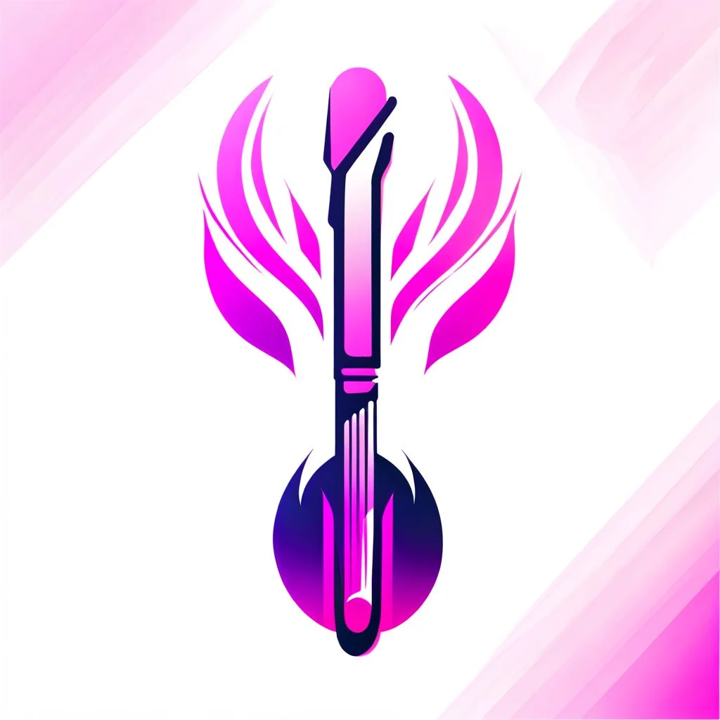 Flat vector logo of a #quill pen, #cyberpunk pink, trending on Dribbble, gradient color scheme, white background