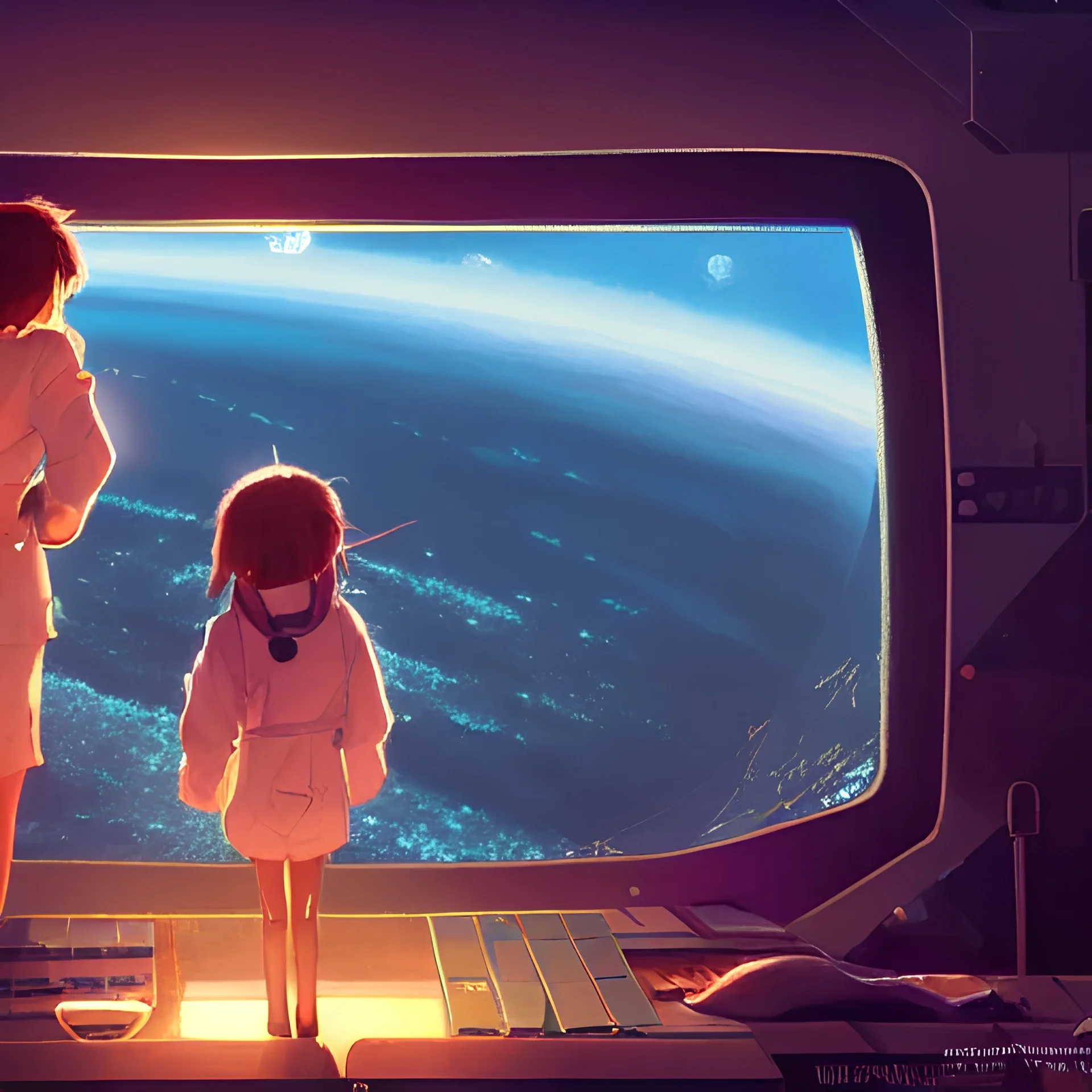 a highly detailed matte painting of a girl watching space station explosion by studio ghibli, makoto shinkai, by artgerm, by wlop, by greg rutkowski, volumetric lighting, octane render, 4 k resolution, trending on artstation, masterpiece