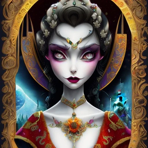 extrem tim burton and disney hybrid of the evil stepsisters, sharp focus, beautiful eyes