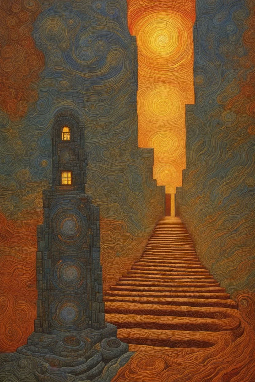 in order to reach the gates of heaven, you have to traverse the path of hell; Dynamic Abstract; Van Gogh; Hundertwasser; Giger; Golden Hour; Iridescent; Controversial; Superbly Detailed; Stupendous