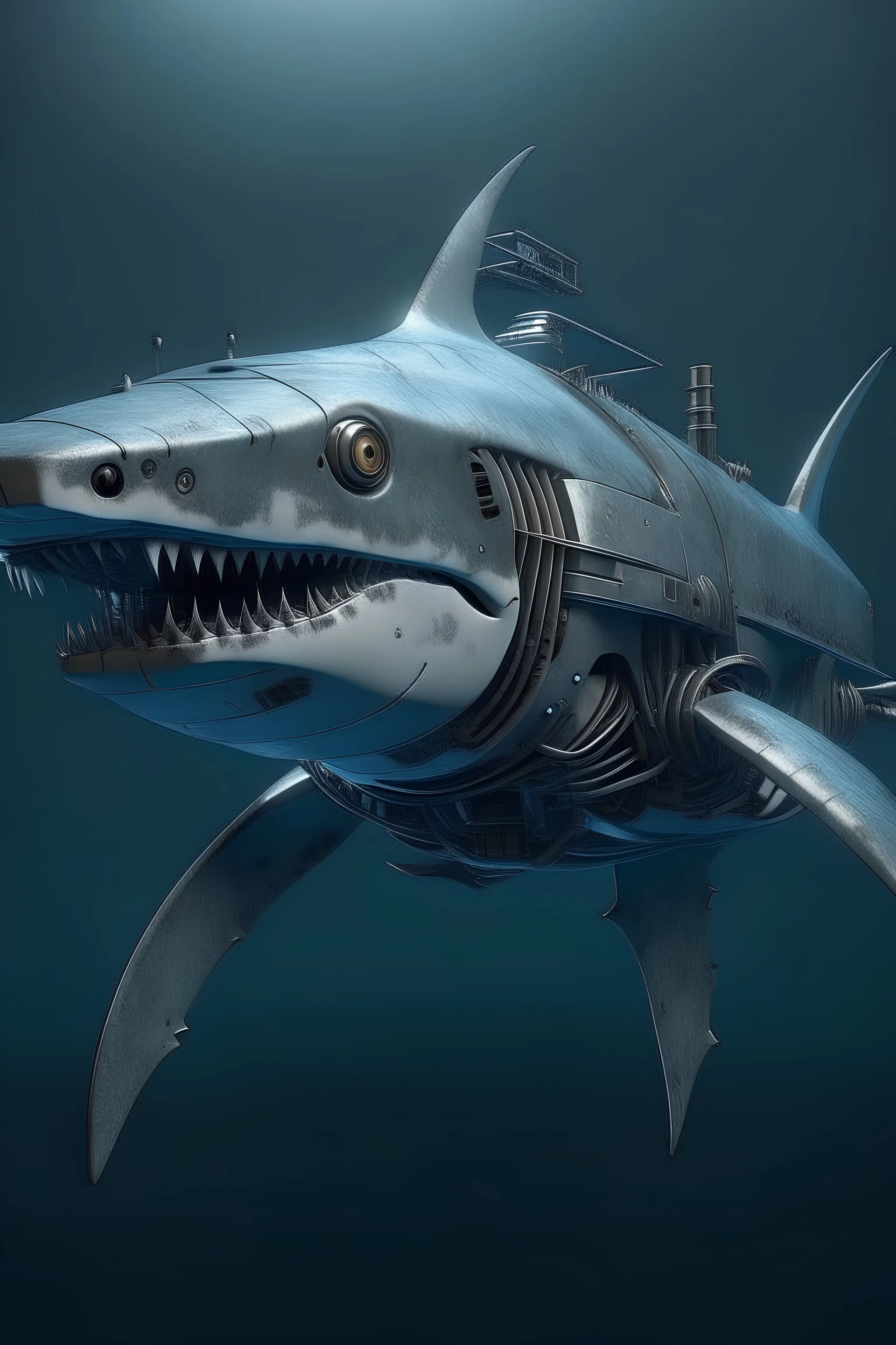 hyper realistic robot torpedo shark