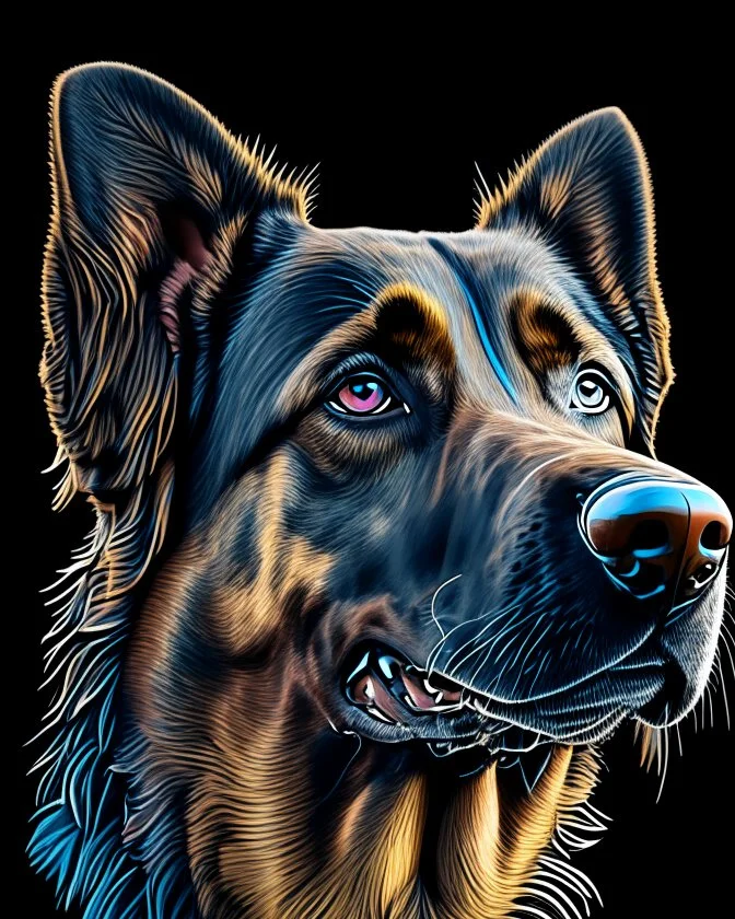 Hermoso perro detallado intrincado colores contrastantes coherente impactante 4k arte retro