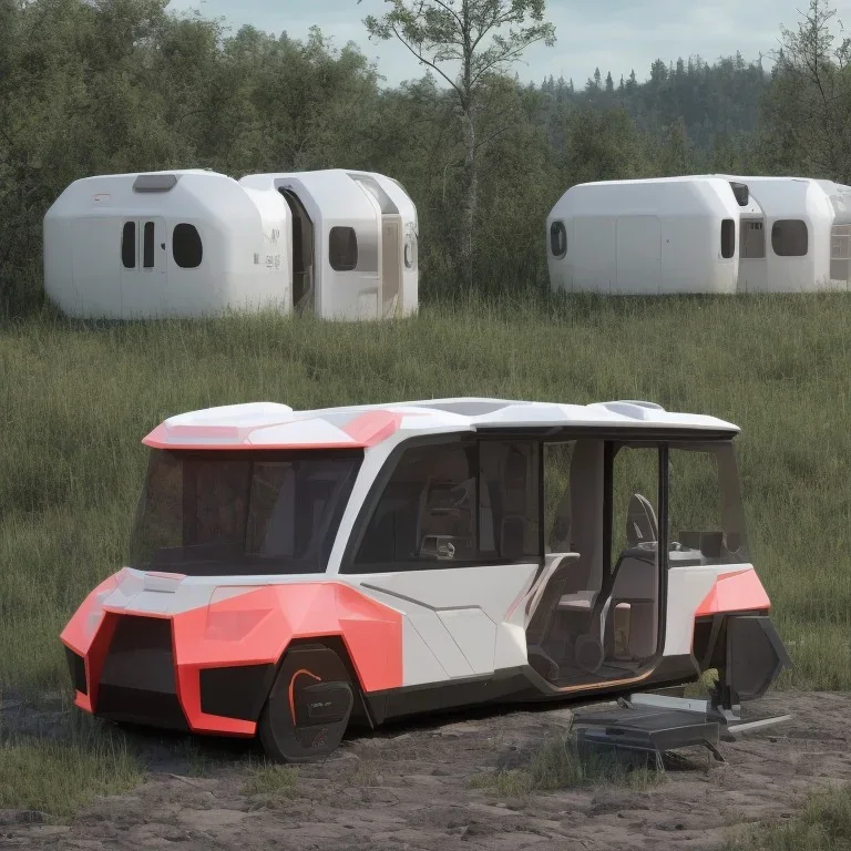 An autonomous electric recreational vehicle consisting of a platform on which a residential capsule is placed