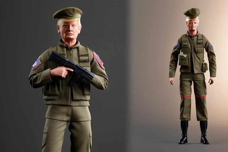 G.I. Joe doll soldier Donald Trump, gun,boots, helm, beret