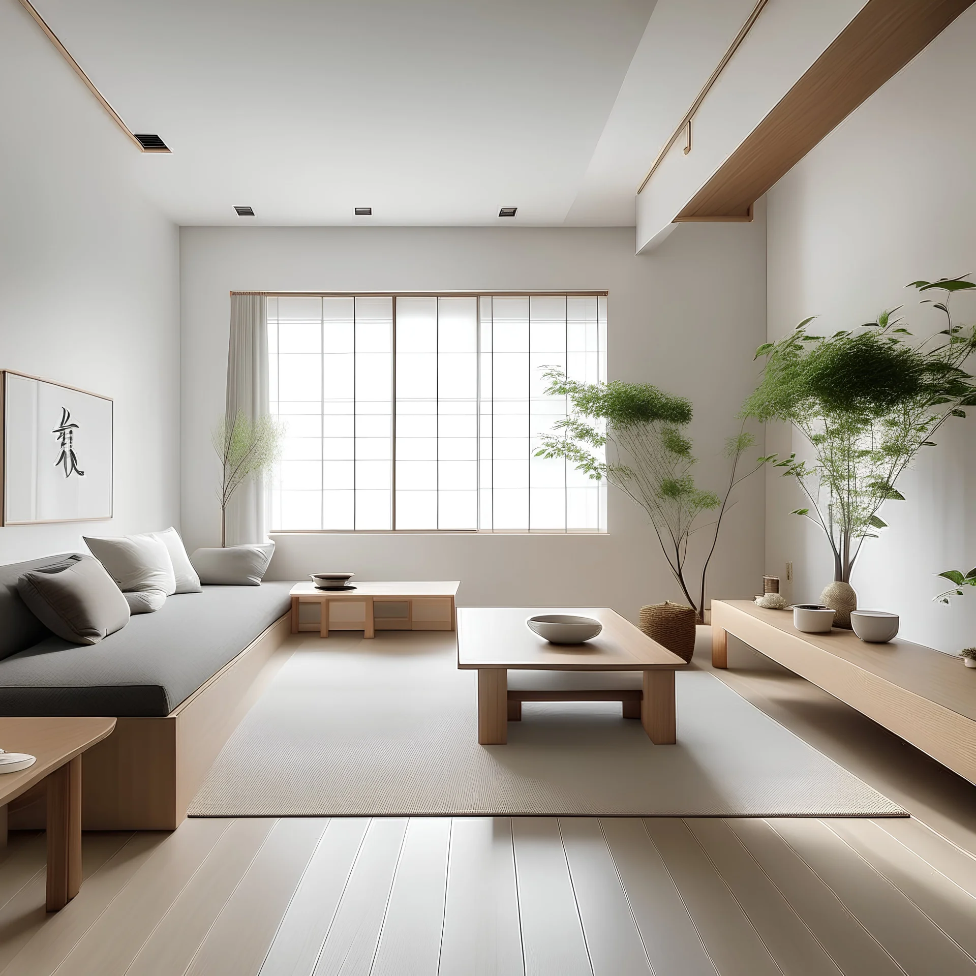 a minimalist japanese living room