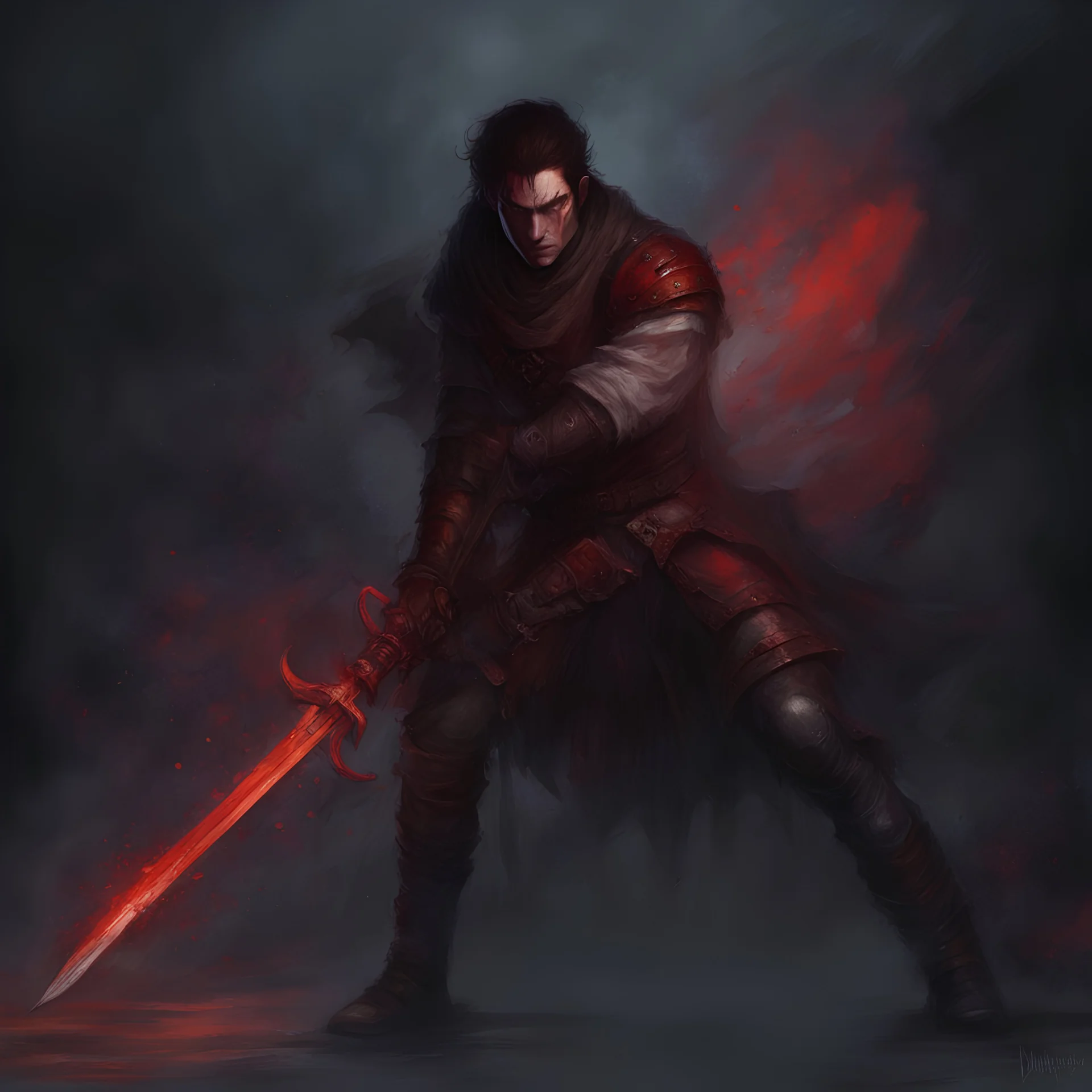 blood hunter, male, witcher, dark, fantasy, black hair, curly hair