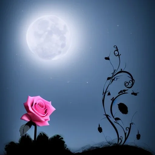 beauitful rose in moonlight