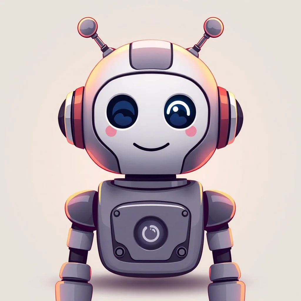 AI LOGO Robot simple, winking face happy