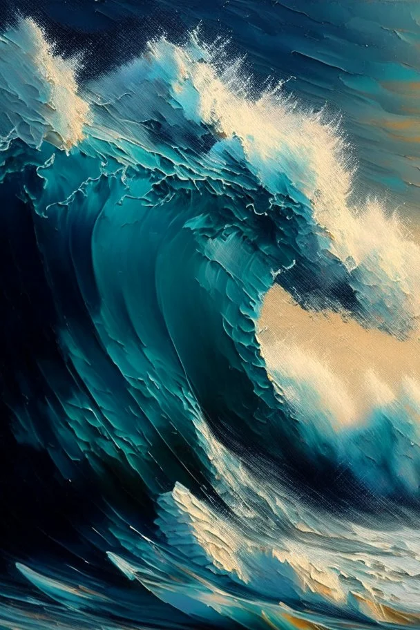 waves art painting rough