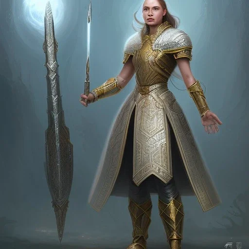 fantasy setting, female goliath, white dress