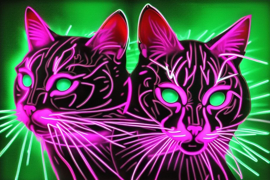 Black light art, neon cat