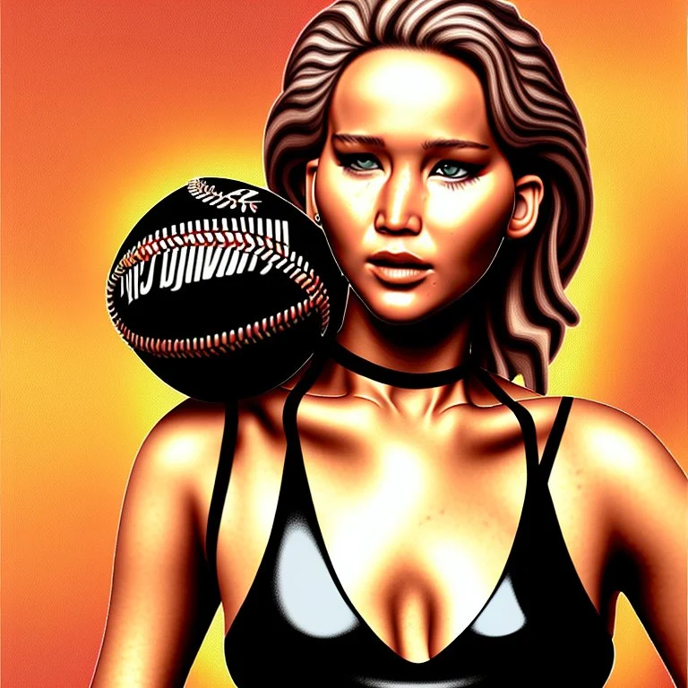 Jennifer Lawrence on a baseball card