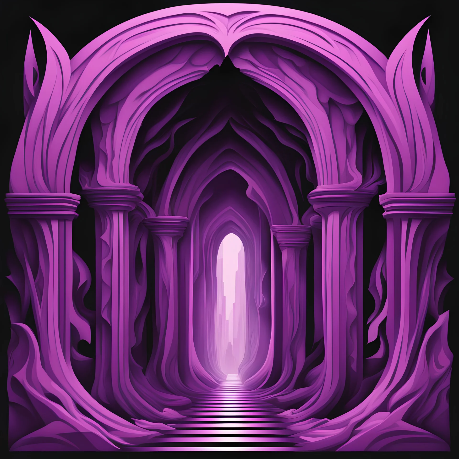 Arch Imp with light-purple purple black black-purple deep-pink palette in vorticism art style