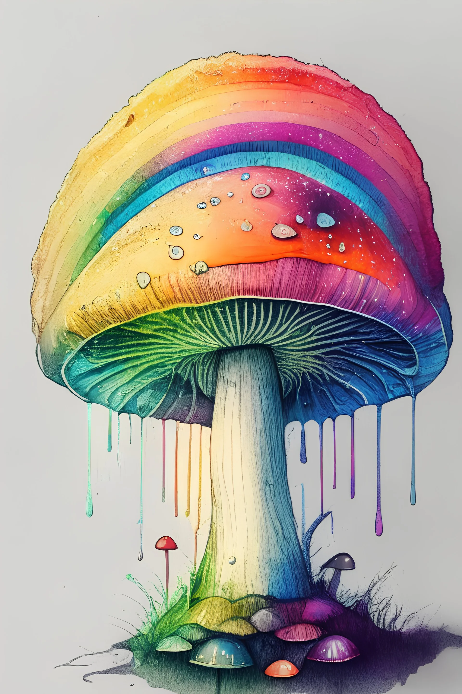 Mushroom rainbow colored sketch