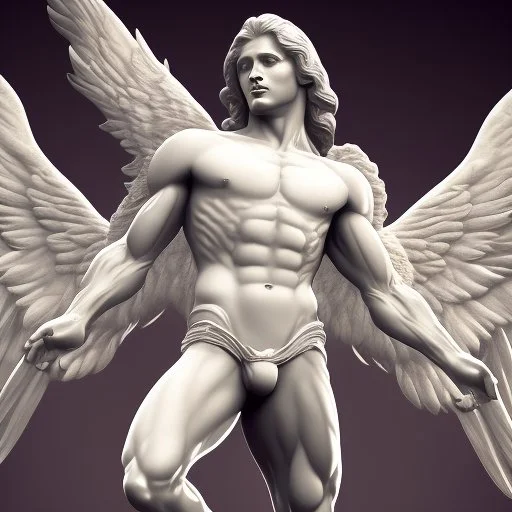 A warren angel with wings and muscles