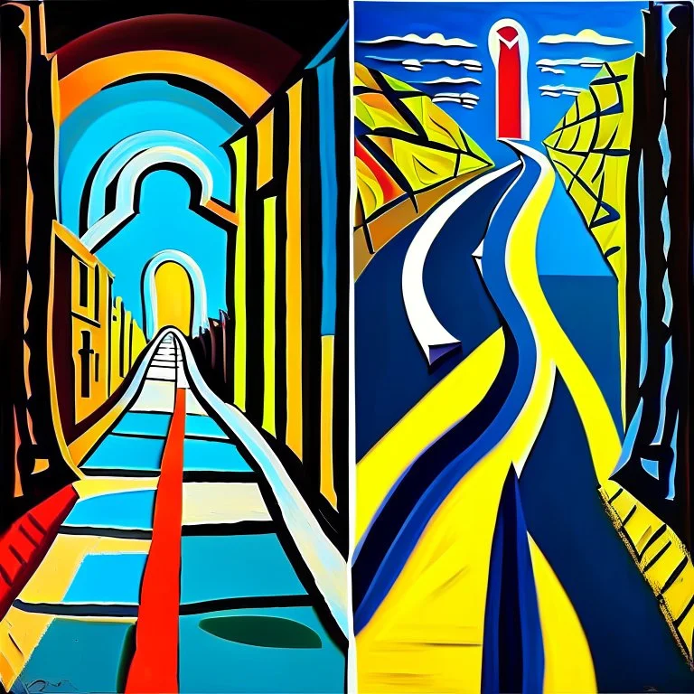 two roads diverged , art, bright, picasso, masterpiece