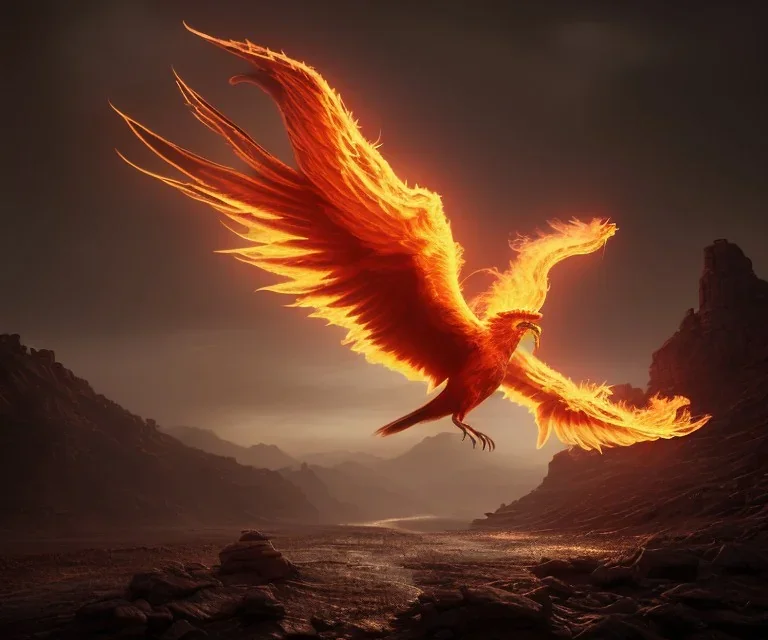 mdjrny-v4 style, dramatic lighting, epic photo, the Phoenix on fire, detailed, hyperrealistic, octane render, cinematic, by greg rutkowski