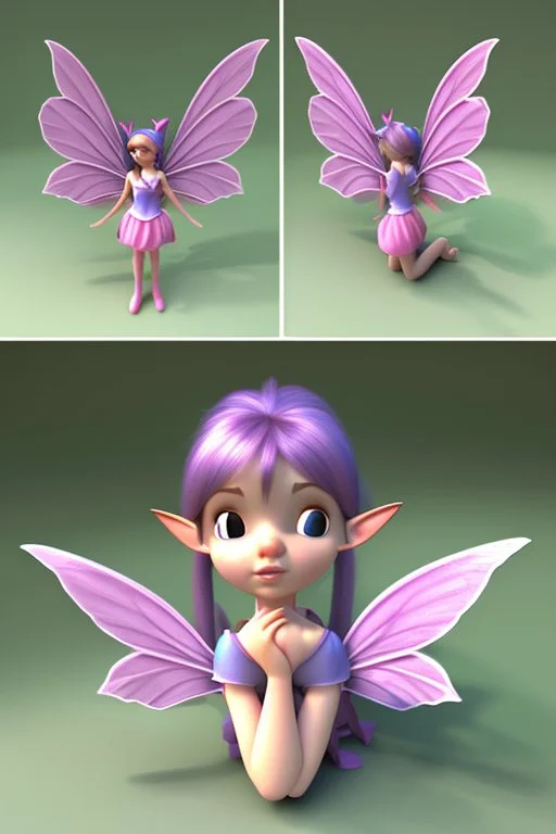 Cute 3d animation girl fairy with elf ears