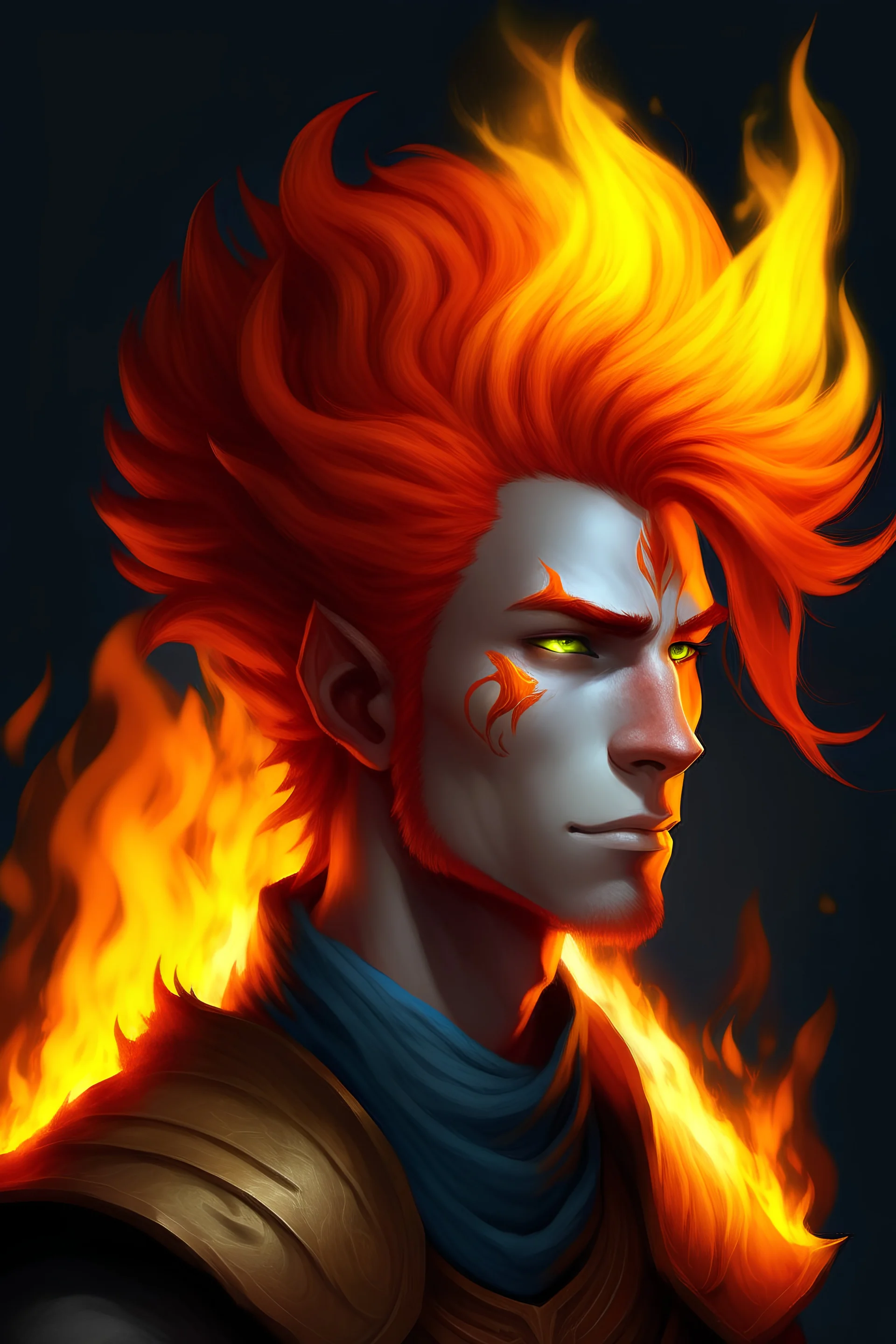 Male fire genasi fire hair