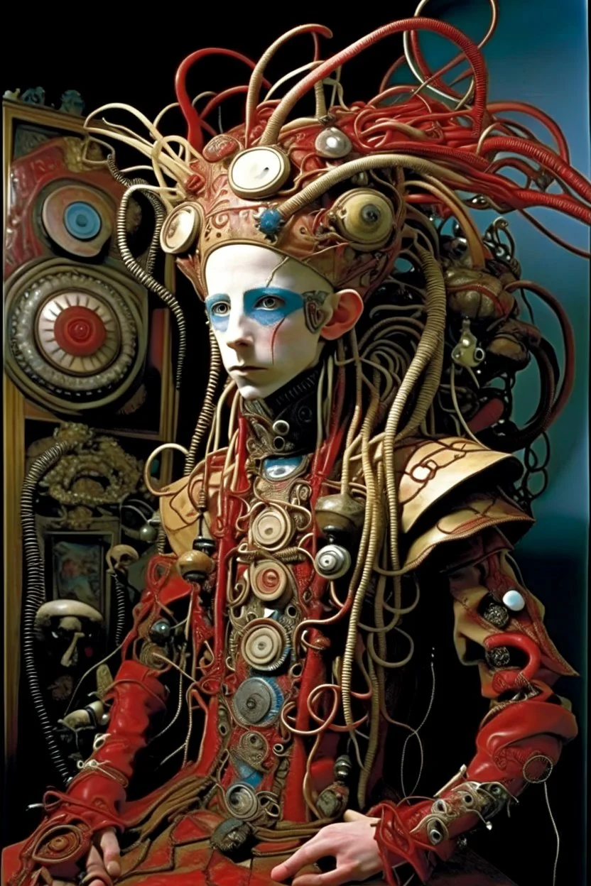 photo by tim walker : loan-blend human-biomorphic-animals squid indefinite head extreme wide shot head to toe portrait of weird smkrofft pufnstuff puppet voodoo cutie doll made of straw human nervous systems, renaissance faire alex grey hyper detailed michael cheval with a playful expression made out of mechanical parts and robot arms; cyborg details, unusual and obscure photograph by františek vobecký of a surreal scene of ghastly men, pop art, clive barker style, 300mm f/.8, raw cinemati