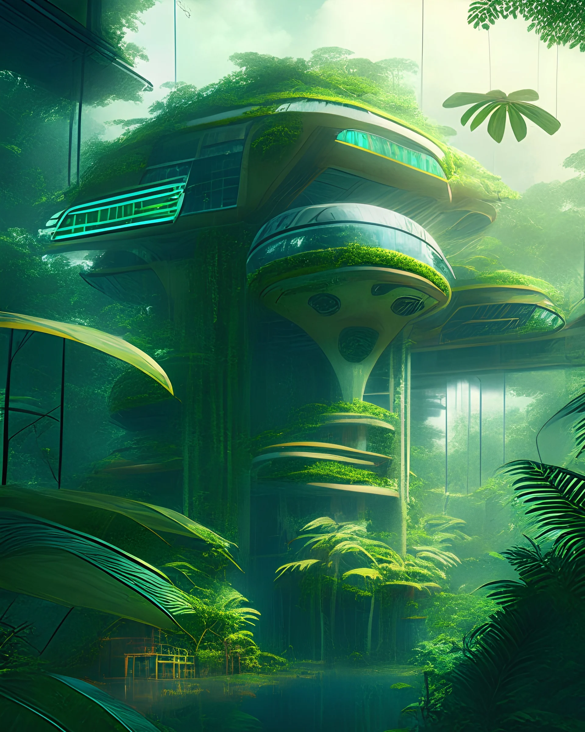 A high tech solarpunk utopia in the Amazon rainforest