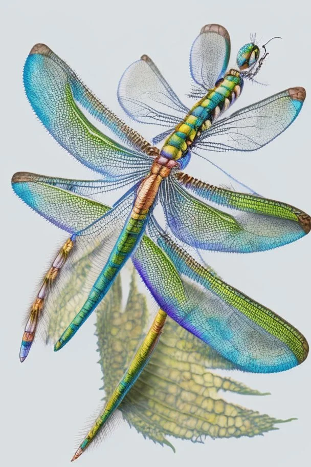 dragonfly, detailed, realistic, vivid colors, white background