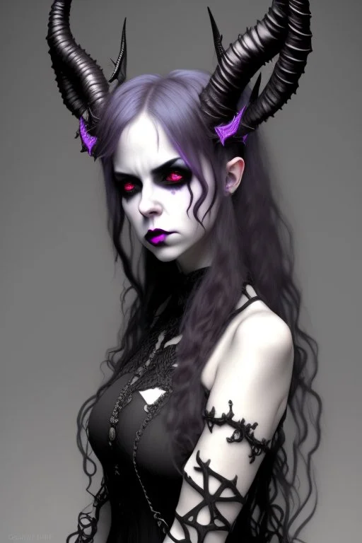 a gothic demon girl with horns